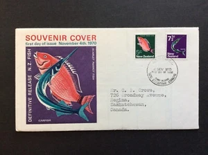 BroadviewStamps New Zealand #444 & #447 FDC.  VF.  Fish. - Picture 1 of 3