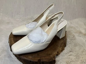 Alex Marie Lurene Patent Slingback Block Heel Ivory White Size 5 - Picture 1 of 5