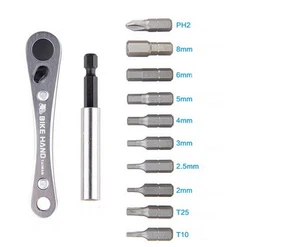 BIKEHAND 10 in 1 Fahrradschlüssel T10 25 Innensechskant Schraube Schlüssel Steckschlüsselsatz Werkzeugset c146 - Bild 1 von 8