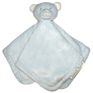 Blankets & Beyond Blue Bear Security Lovey Baby White Ears Gray Stitching Fleece