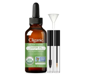 Cliganic Organic Castor Oil, 100% Pure (1oz Glass Bottle 1 Fl Oz (Pack of 1) - Picture 1 of 7