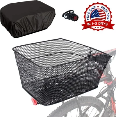 Cesta trasera para bicicleta con funda impermeable para asiento trasero NUEVO US Foto 1 de 4