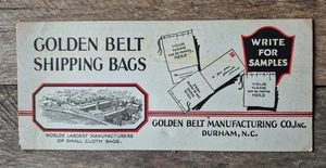 Golden Belt Shipping Bags   DURHAM, NC   circa 1936  vintage advertising blotter - Picture 1 of 5