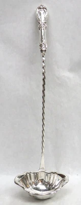 REED & BARTON BORGOÑA PLATA ESTERLINA MACIZA 16" MANGO LARGO RETORCIDO CUCHARA PERFORADORA Foto 1 de 4