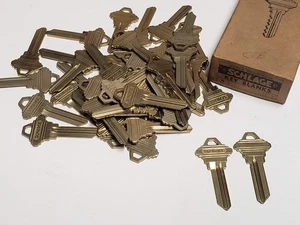 Vtg 1960s Lot of 48 Schlage Uncut Key Blanks - Model CE - Brass NOS - NEW - Picture 1 of 2
