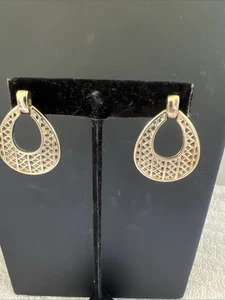 Vintage Monet Filigree Earrings Post 1990s - Picture 1 of 8