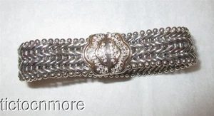 BRAZALETE CADENA TEJIDA BROCHE DIAMANTE PAVÉ DISEÑO ORO 14K PLATA ESTERLINA - Imagen 1 de 11