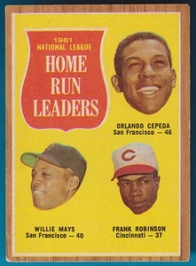 1962 Topps-N.L. Home Run Leaders - Cepeda, Mays, Robinson - # 54 - Foto 1 di 5