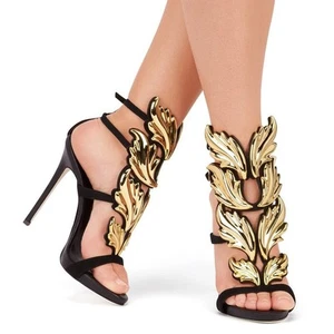 2025 Fashion Show Leaves High Heels Roman Women's Sandals Stiletto Shoes - Picture 1 of 6