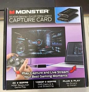 Monster 4K HDMI Capture Card MAD1-2024-BLK Full HD 1080p 60FPS USB 3.0 - Picture 1 of 7