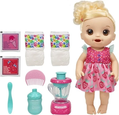 Baby Alive Magical Mixer Doll Strawberry Shake Set Blonde Hair Toy Blender for K