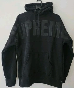 FW14 Supreme Banner black hooded sweatshirt size M medium hoodie Rare Pullover - Picture 1 of 11