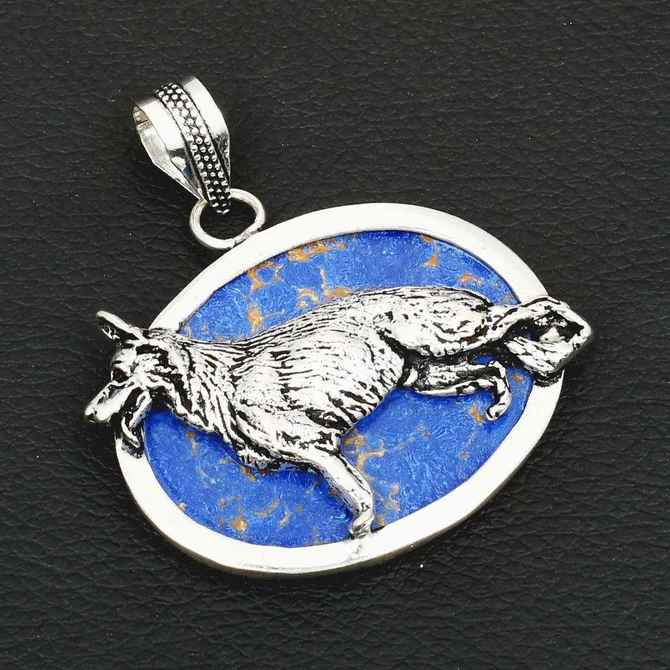 Joyería colgante de animales étnicos hechos a mano de piedras preciosas turquesa cobre 2,08" AP-42696 Foto 1 de 1