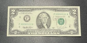 1995 $2 Dollar Bill In Good Condition With Serial Number 33263112 And Autographs - Picture 1 of 4