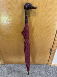Umbrella Walking Cane Aramis Fowl Weather Wood Duck Head 36" Length Open 46” - Picture 1 of 18
