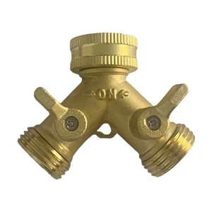 Leakproof Brass Garden Hose Splitter Connector For Outdoor Lawn Sprinkler System - Picture 1 of 14