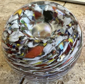 Vintage Murano Multicolor Art Glass Paperweight Swirl Millefiori Style - Picture 1 of 7