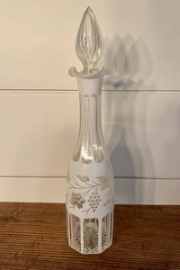 RARE White Overlay Cut to Clear Glass Decanter with Original Stopper C. 1885 - Picture 1 of 12