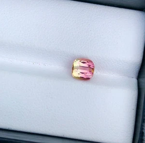 Natural Bi-Color Tourmaline Cushion Cut Flamingo Pink Green Loose Gemstone 1.35 - Picture 1 of 8