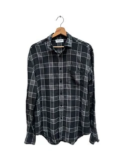 Saint Laurent Paris Navy Grey Checkered Shirt Size 39 / M - Picture 1 of 7