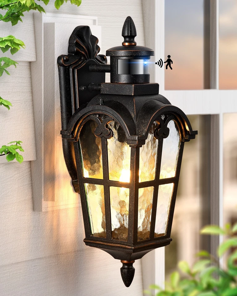 VIANIS Motion Sensor Outdoor Lights, 16.4" H Porch Light Outside Lantern