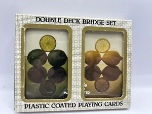 Vintage Hoyle Doppeldecker Brücke Set kunststoffbeschichtete Spielkarten Zitrone Limette - Bild 1 von 5