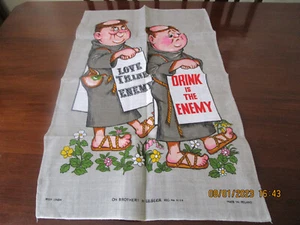 VINTAGE PURE IRISH LINEN TEA TOWEL ~ OH BROTHER! - Picture 1 of 10