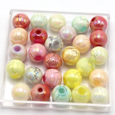 100 contas redondas rachadas fosco acrílico cor mista 10 mm bola lisa - Imagem 1 de 4