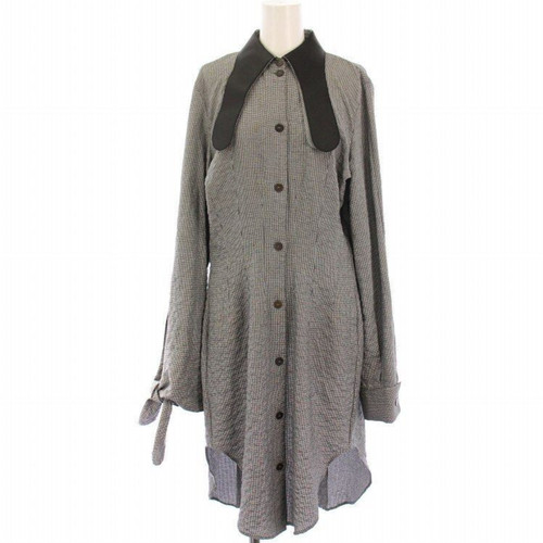 LOEWE Camicia Abito Lunghezza Ginocchio Manica Lunga Nastro Piede di Poule Taglia 36