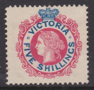 c.1863 Australia Victoria VIC QV 5/- Red & Blue Laureate MNG - Picture 1 of 2