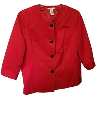 JAQUETA NOVIDADE VERMELHA FEMININA COVINGTON MANGA 3/4 4 BOTÃO PRETO GRANDE 16/18W COM FORRO - Imagem 1 de 4