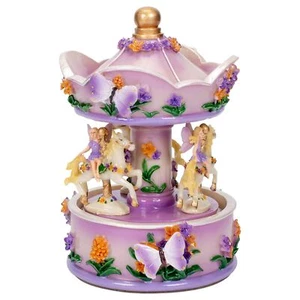 Elanze Designs Purple Floral Fairy Musical Carousel 6 inch Rotating Figurine ... - Picture 1 of 6