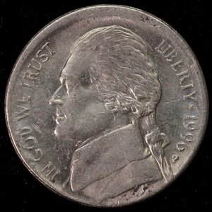 1996 P Centered Broadstruck Jefferson Nickel US Mint Error Coin AU - Picture 1 of 2