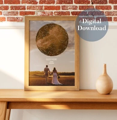 Custom Star Map Sky Digital Download Printable Original Gift Wedding Anniversary - Image 1 of 4