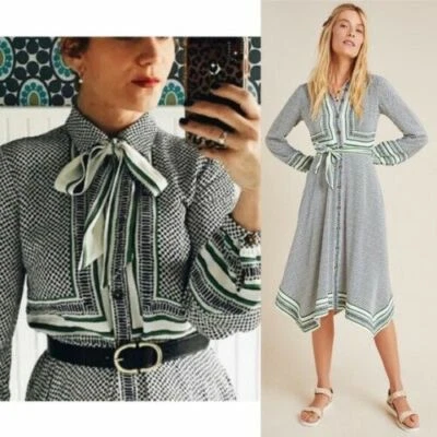 Anthropologie New Maeve Polka Blue Constantine Midi Dress Size 6 NWT - Image 1 of 4