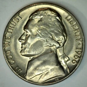 1966 Jefferson Nickel 5 Cent Coin from SMS Special Mint Set Five-Cents - Picture 1 of 2