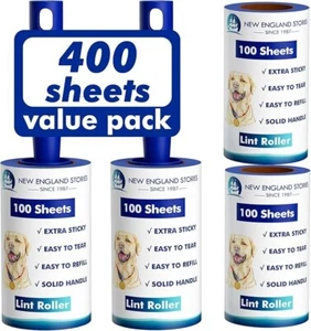 Extra Sticky Lint Roller, Mega Value Set 400 Sheets for Pet Hair Removal,dog,cat - Picture 1 of 5