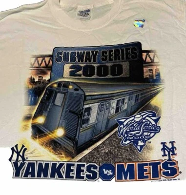 YANKEES/METS NEW YORK SUBWAY SERIES -LG-  NEW T-SHIRT VINTAGE  2000 MLB OFFICIAL Foto 1 de 4