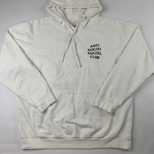 A BATHING APE (BAPE) Felpa con cappuccio Anti Social Social Club ASSC adulto grande bianca USA