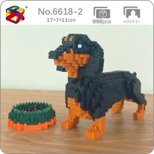 New Dachshund Dog Black Pet 3D Model DIY Mini Diamond Blocks Bricks Building Toy - Picture 1 of 11