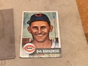 1953 Topps Bob Borkowski Baseball Card #7 Cincinnati Reds - EX+ - Lite Corner We