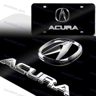 Marco de matrícula de acero inoxidable negro frontal con logotipo doble Acura 3D X1 Foto 1 de 4