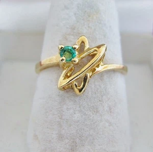 Anello donna in oro giallo 14 kt con smeraldo verde (misura 6) - Foto 1 di 12