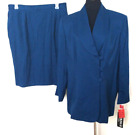 ADOLFO II ATELIER Women's Navy Polyester Blend 2Pc Skirt Suit Size 18