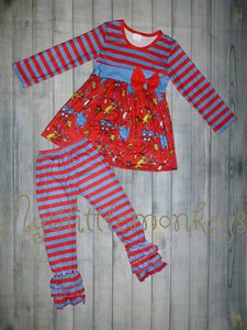 NEW Dr Seuss Tunic Dress Ruffle Leggings Girls Boutique Girls Outfit Set - Picture 1 of 10