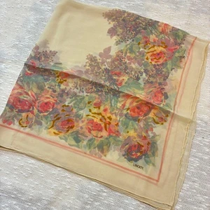 LIBERTY Silk Scarf 80s Vintage Beige Floral 82x82cm - Picture 1 of 9