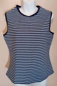 head sportswear Women Blue Striped Sleeveless USA Top Size L - Imagen 1 de 7