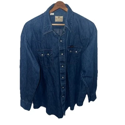 Vintage 70s Dee Cee Western Pearl Snap Denim Shirt Sawtooth Pockets Sz 18x36 - Image 1 of 4