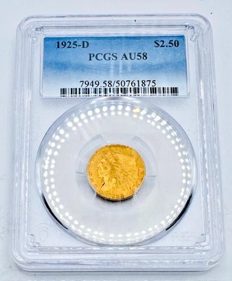 1925-D $2.50 Gold Indian 💥PCGS AU58💥 - Image 1 of 4