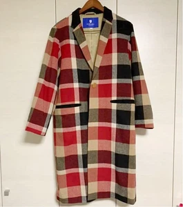 Burberry Blue Label Coat Chester coat Size 38 Color Red Check pattern From Japan - Picture 1 of 24
